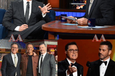 It wasn’t just comedy — it was a coded message. When Jimmy Kimmel walked out with Stephen Colbert and Seth Meyers, jaws dropped. But whispers from insiders reveal this was no ordinary stunt. Kimmel and Colbert have been engineering a late-night coup, and the first domino has just fallen. The audience roared, but Hollywood’s top execs? They’re shaking|KF