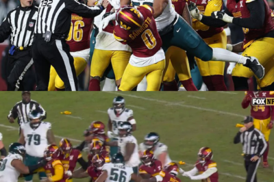 Eagles vs. Commanders erupts into chaos as multiple players throw punches, turning a heated matchup into an ugly on-field brawl that stunned fans.