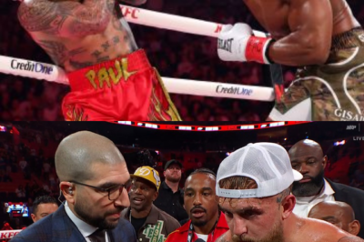 Jake Paul suffers a horrific broken jaw, spitting blood after a brutal knockout loss to Anthony Joshua in a shocking and violent boxing finale.