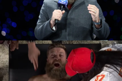 Ryan Fitzpatrick grimaces in pain as he gets his chest waxed live on the Amazon Prime Video broadcast after losing a forfeit, sending the studio into hysterics.
