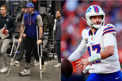 Shock at Bills HQ as Josh Allen Arrives on Crutches for Joe Brady Press Conference, Revealing Injury Scare That Clouds Buffalo’s Season Outlook