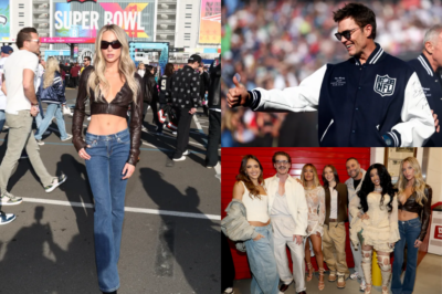 Alix Earle turns heads at Super Bowl 2026 in a daring braless outfit just hours after being spotted getting cozy with NFL legend Tom Brady at a star-studded pre-game party.